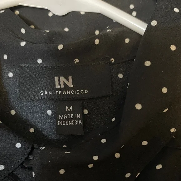 I.N. San Francisco Black and White Polka Dot Top - Picture 2 of 11